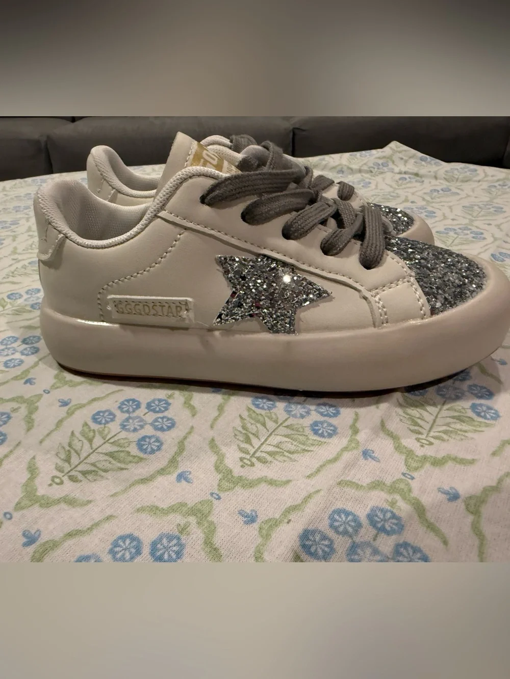 Golden Goose Inspired Glitter Star Sneakers - Silver Sparkle 13
